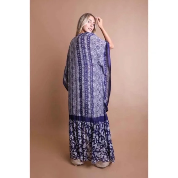 SOLD OUT Purple Paisley Tapestry Free Flow Kimono Open Duster Coverup Wrap Top - Picture 5 of 5